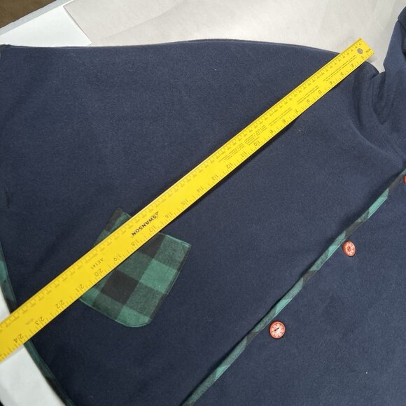 Cat Cloak Cape Ears Tail Cosplay Womens SMALL Wool Blue Green Plaid - Picture 4 of 9